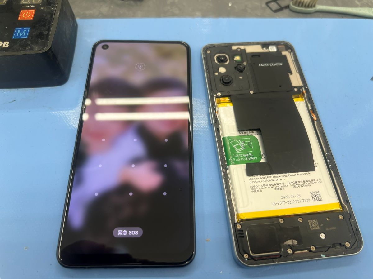 OPPO Reno7A 基板移植完了、パターンロック画面が正常表示
